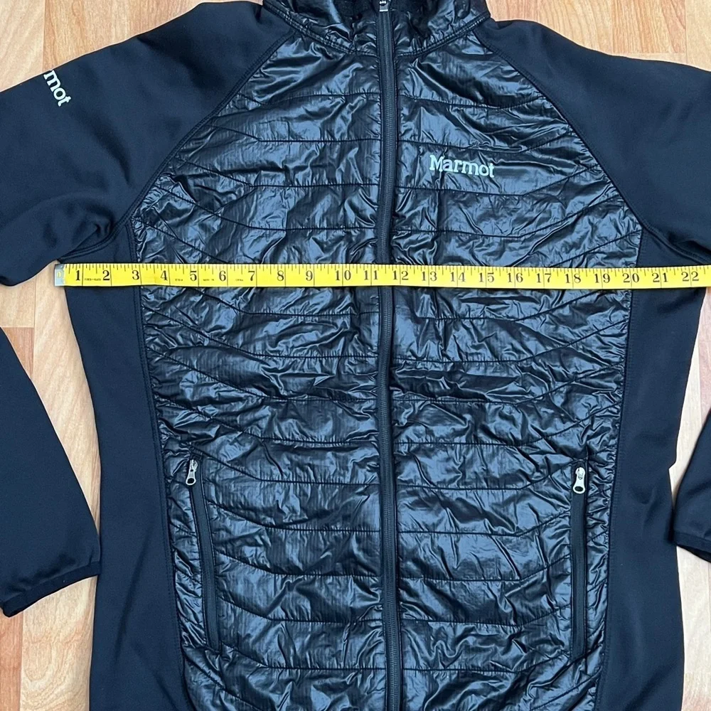 EUC Marmot Black Quilted Zip Jacket 2 Side Zip Pockets Thumb Holes sz Large